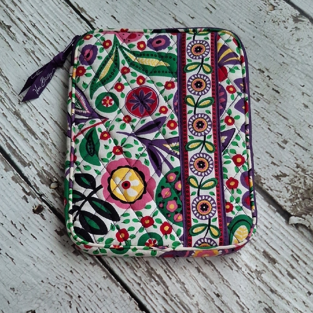 Vera Bradley Quilted Floral Zip Organizer in Purple, Green, Pink, Yellow